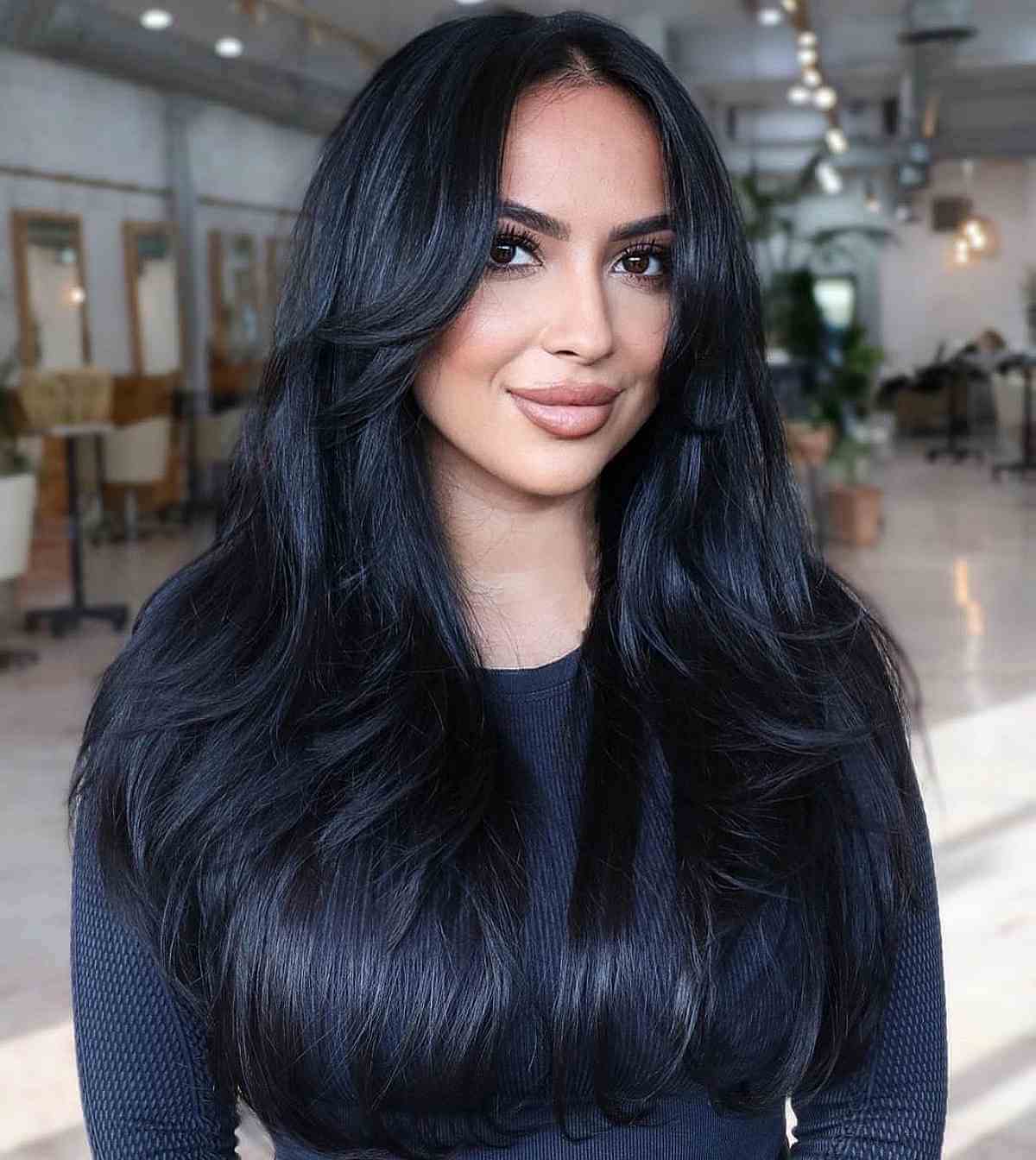 Stunning Long Layered Blowout Hairstyle for Thick Hair