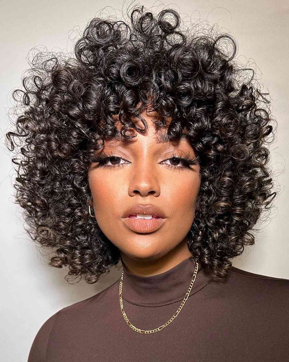 Medium-Length Stunning Naturally Curly Bangs