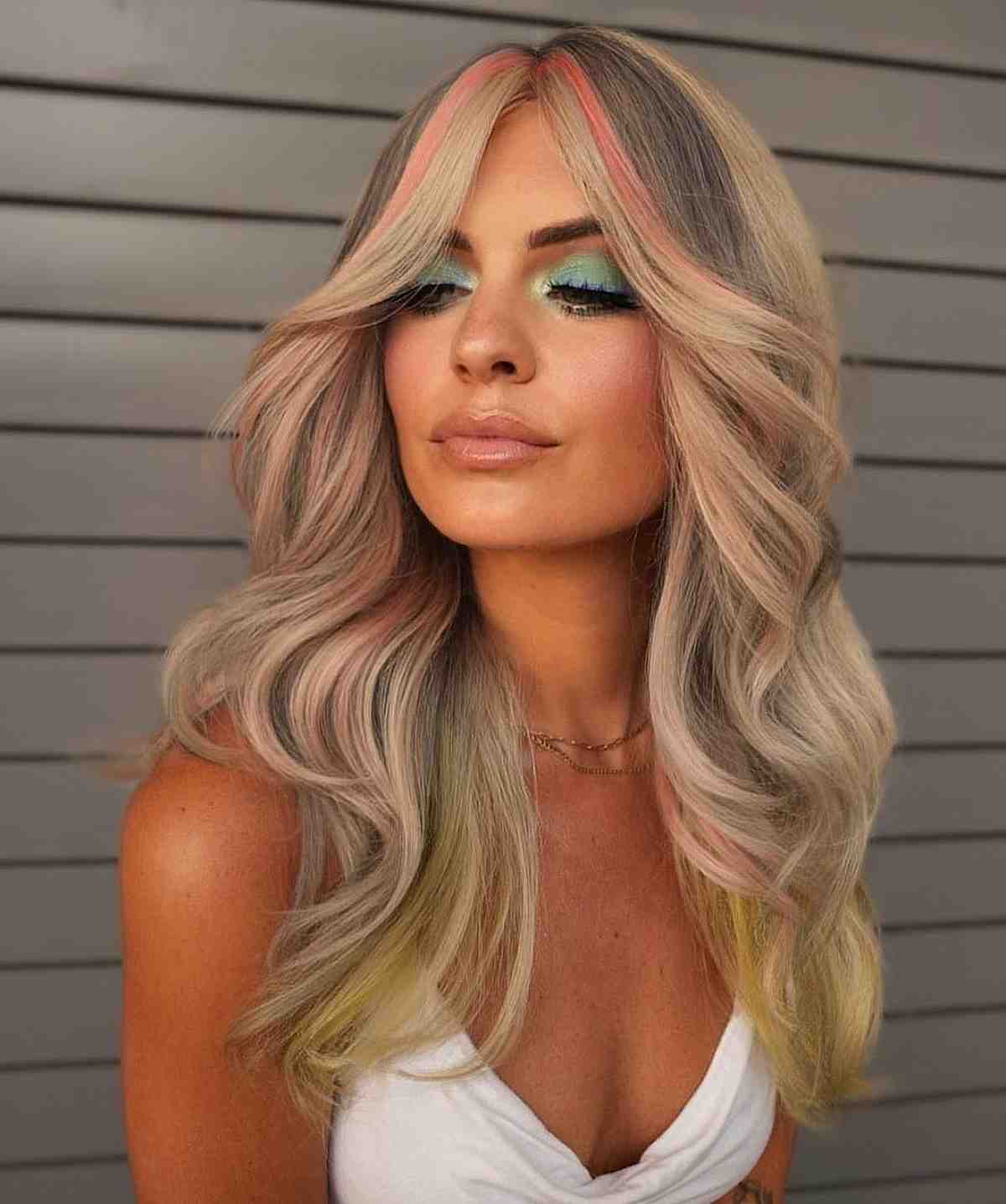 Stunning Pink and Yellow Shades on Blonde Hair Color Ideas