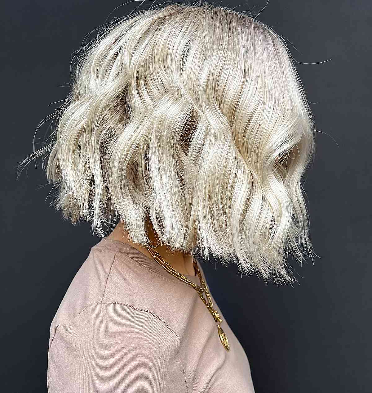 Stunning platinum blonde blunt bob cut