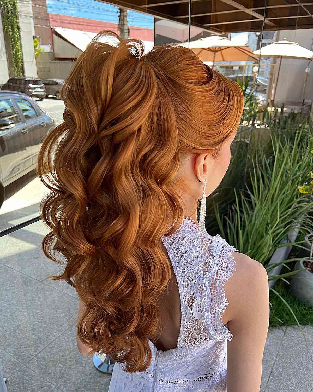 Stunning Ponytail for Dark Copper Tresses Bridesmaid Hairstyles