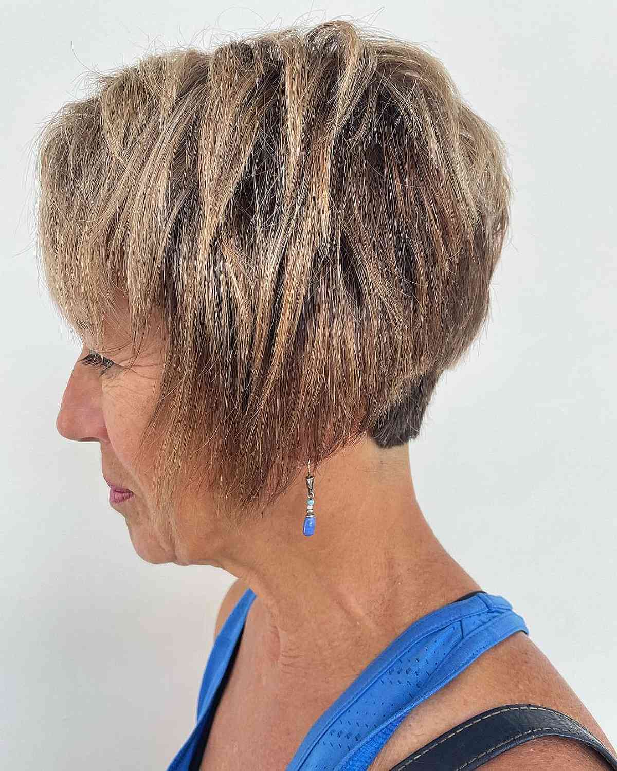 Stunning Short Stacked Choppy Cut with Highlights