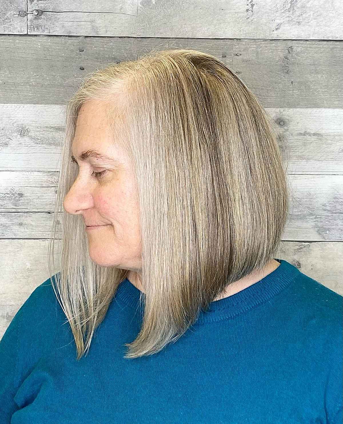 long inverted bob for women aged 60 and above