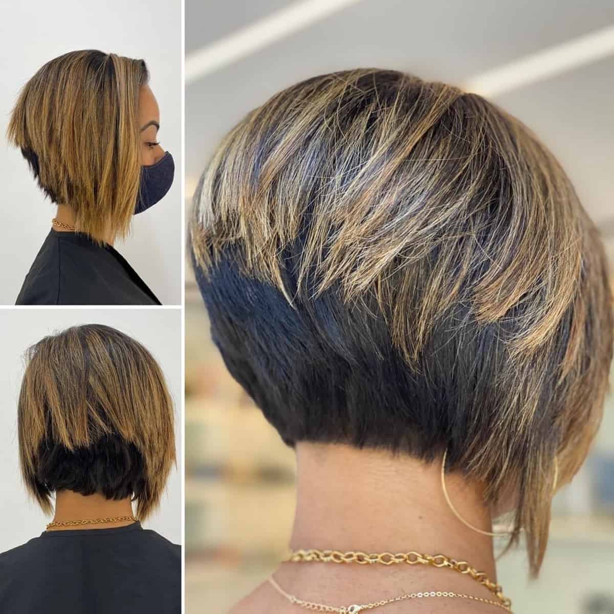 Stylish and textured inverted bob cut