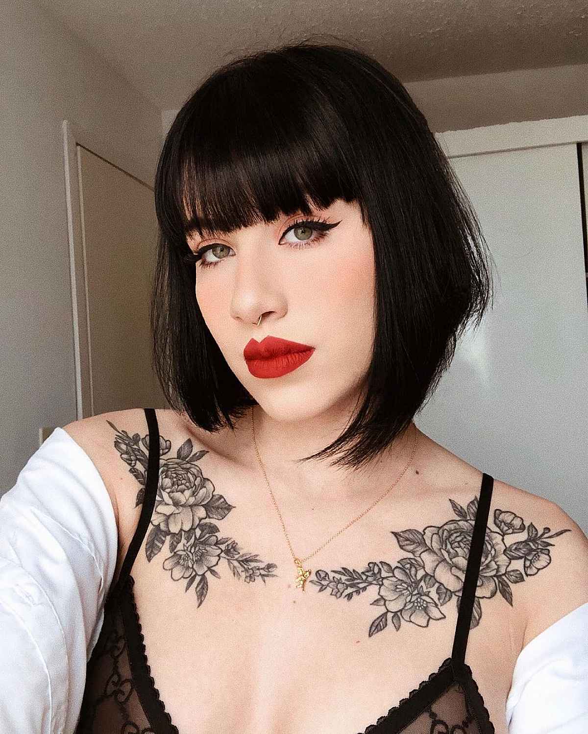 Stylish Angled Bob with Sleek Bangs