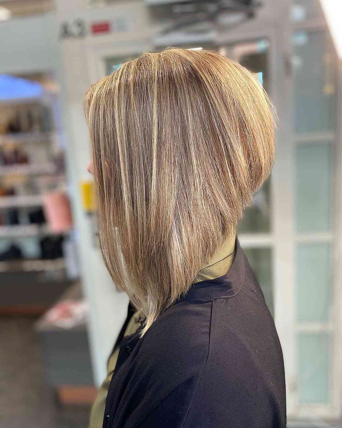 Stylish Angled Long Bob for Thick Hair That is Cut Above the Shoulders