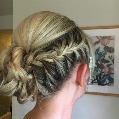 Stylish Asymmetric Braided Updo hairstyle