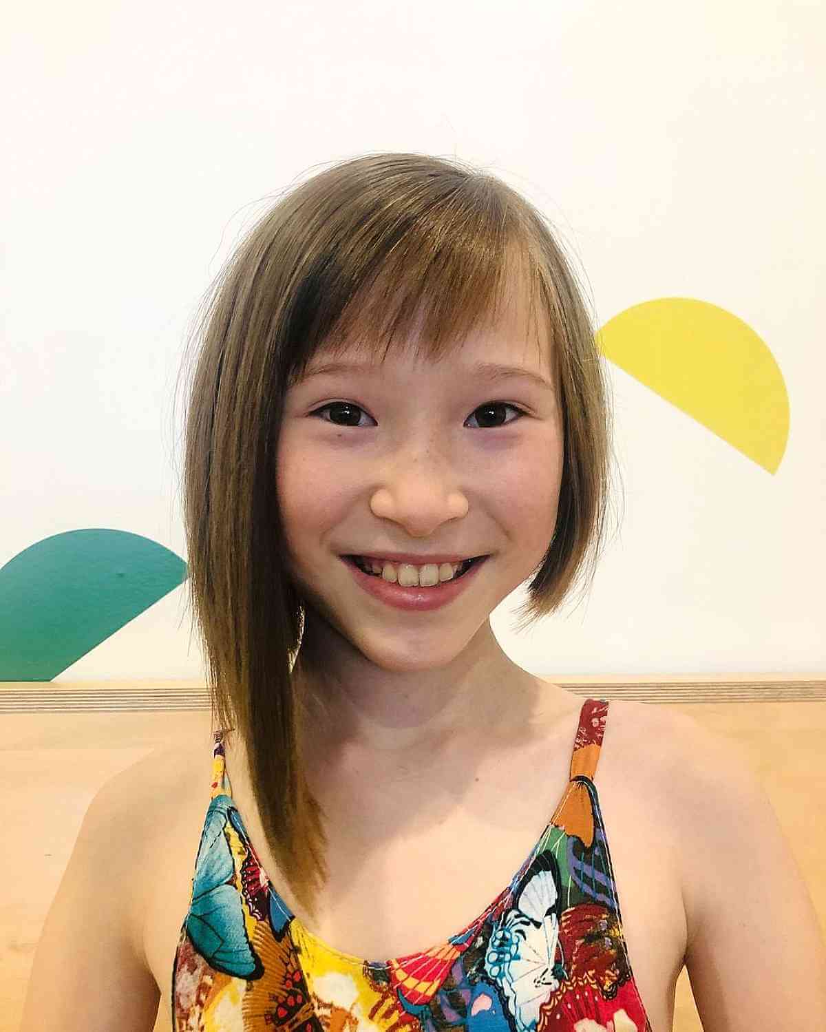 Stylish Asymmetrical Bob Cut for Young Girls