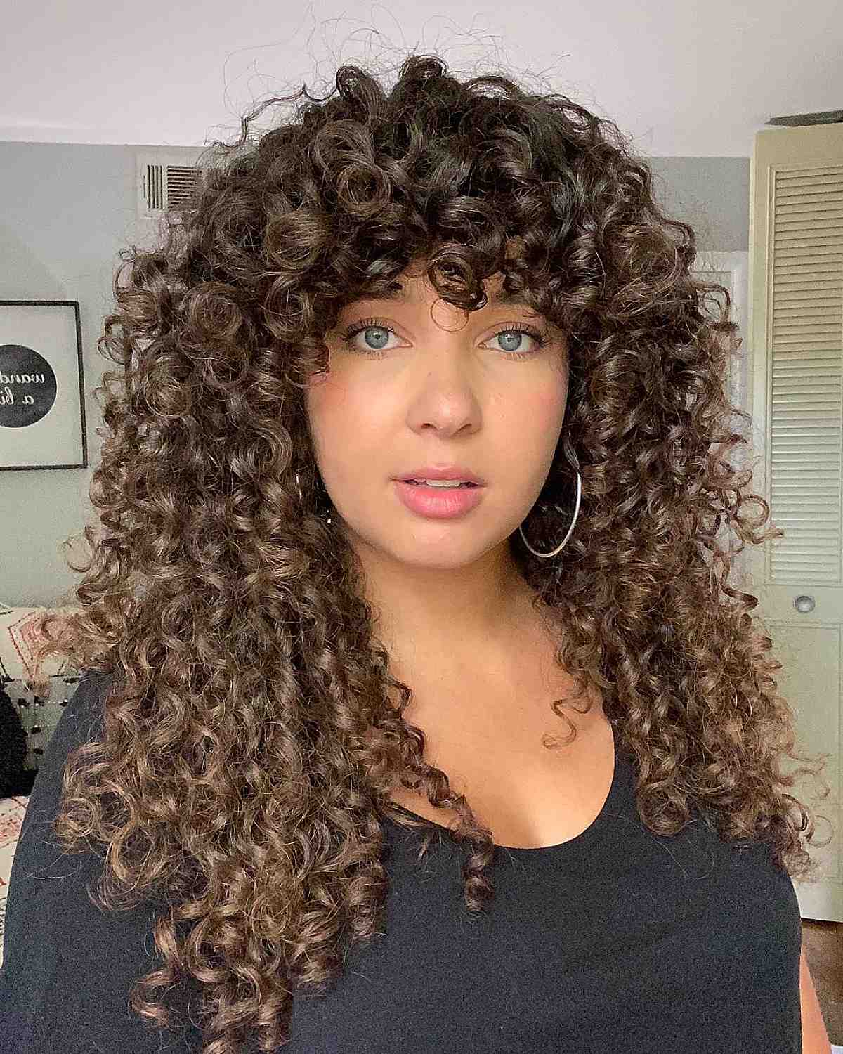 stylish bangs for curly hair