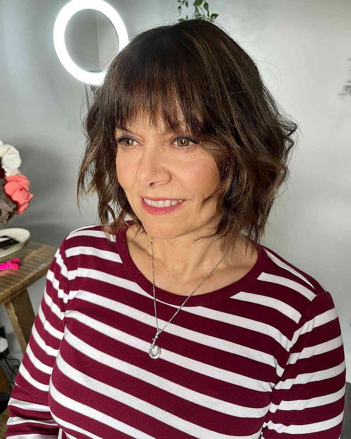 Straight Bangs on a Wavy Bob