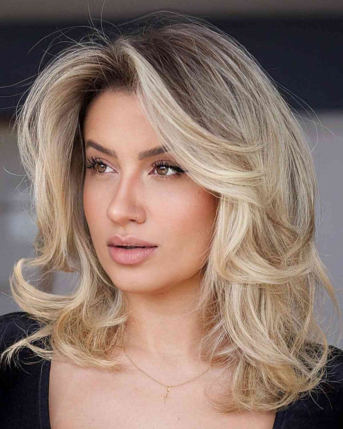 Chic Barbie Blonde Mid-Length Blowout for Square Faces