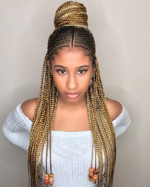 Chic blonde micro braids