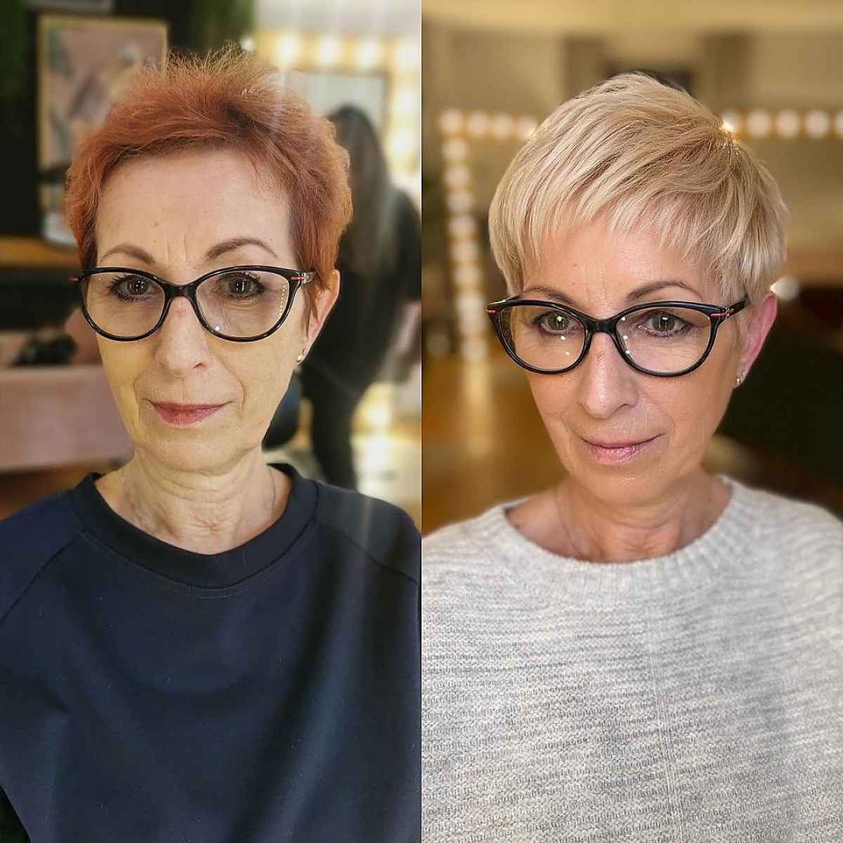 Chic Blonde Pixie Cut for Women Over 50 with Oval Face Shapes and Fine Hair