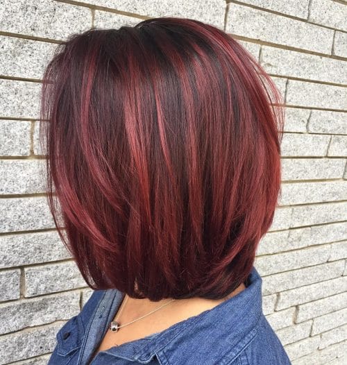 Stylish Bob with Fiery Red Highlights hairstyle