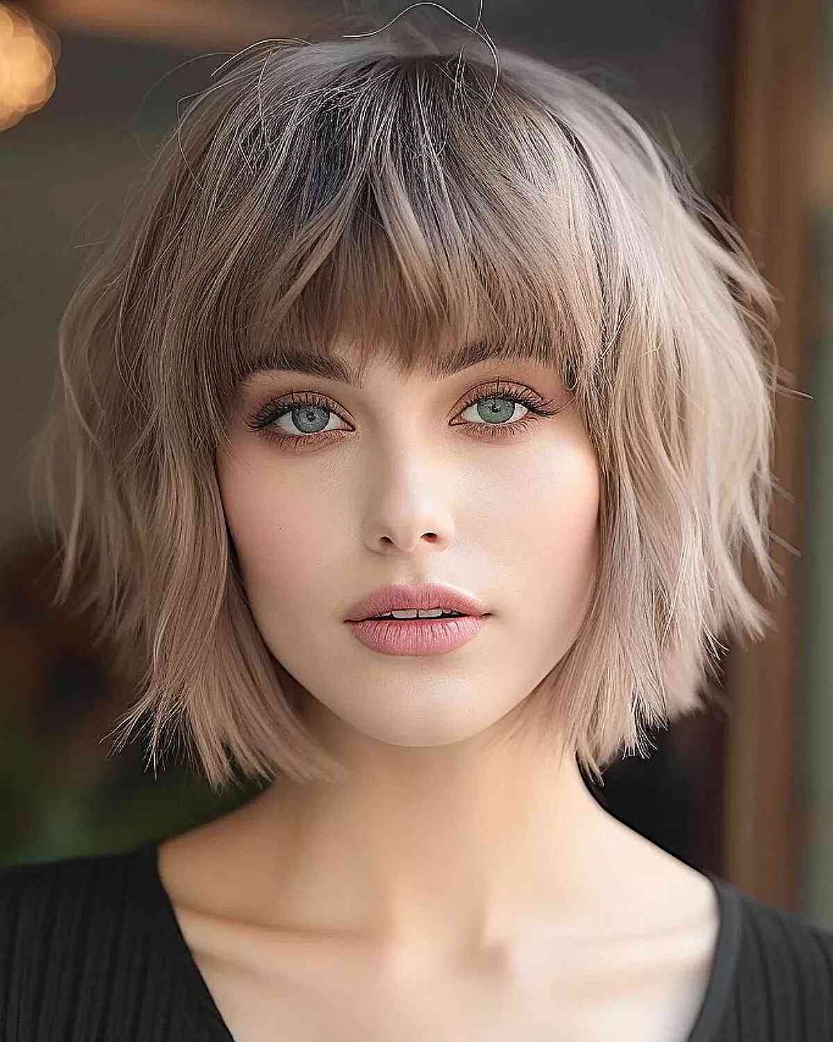 Stylish Chopped Bob with Layers for Thick Hair