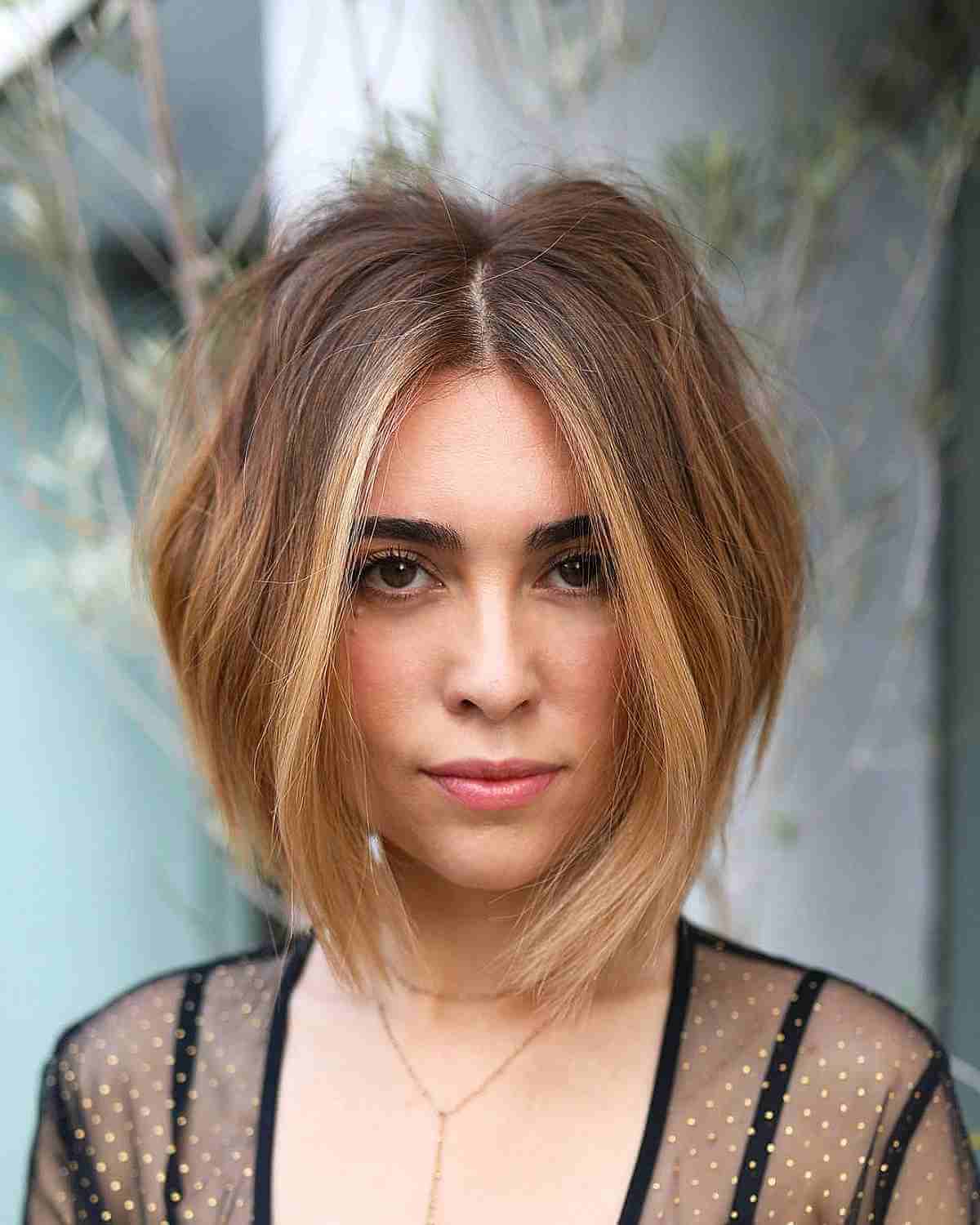 Stylish Choppy Inverted Bob with a Center Part