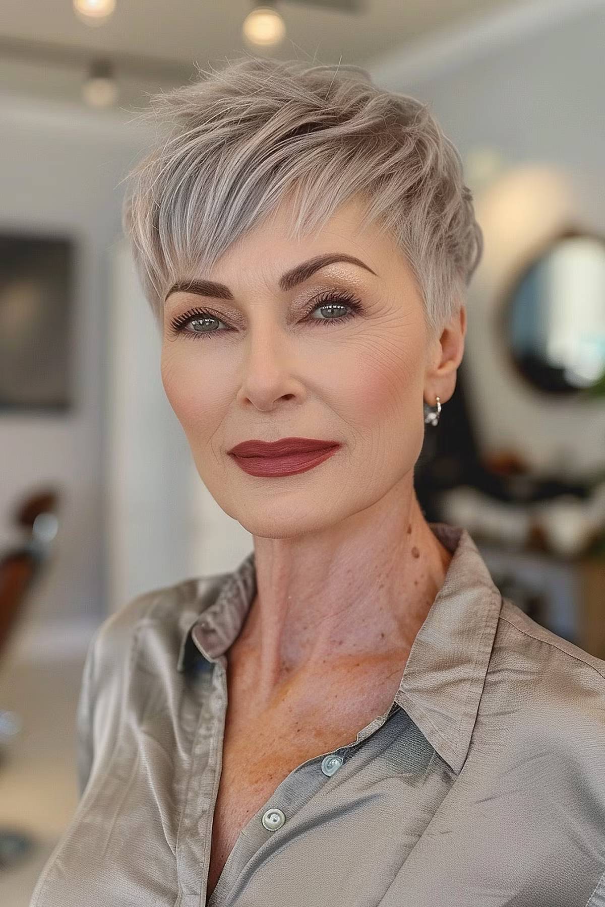 The stylish choppy pixie for women above 50