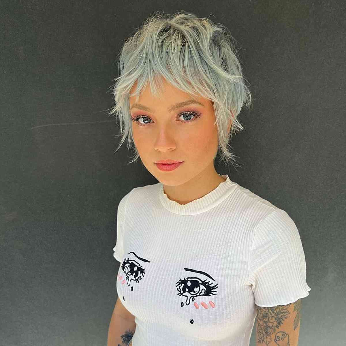 Chic Short Choppy Pixie Shag with Textured Fringe