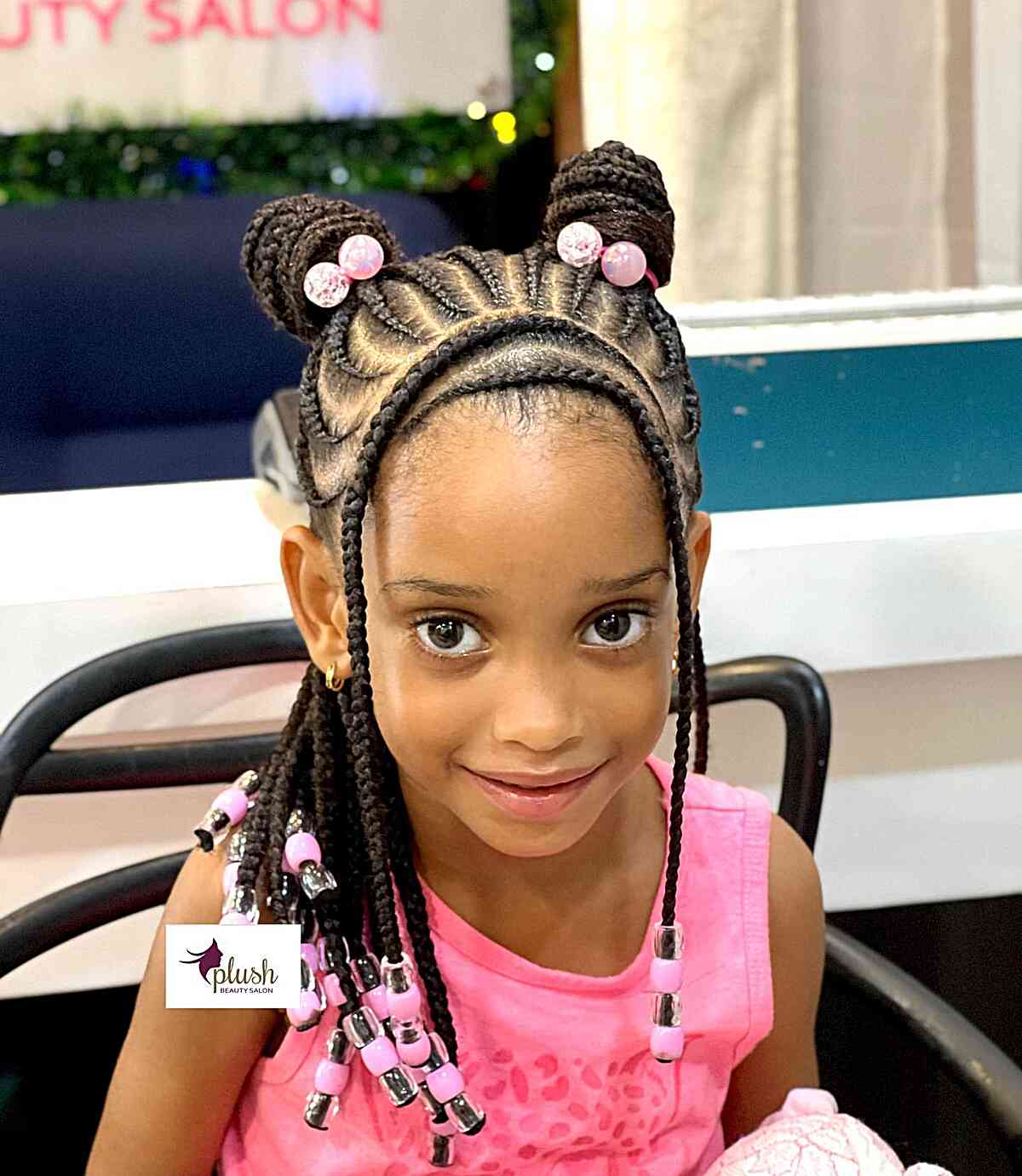 Stylish Cornrows with Decorative Accessories for Little Girls
