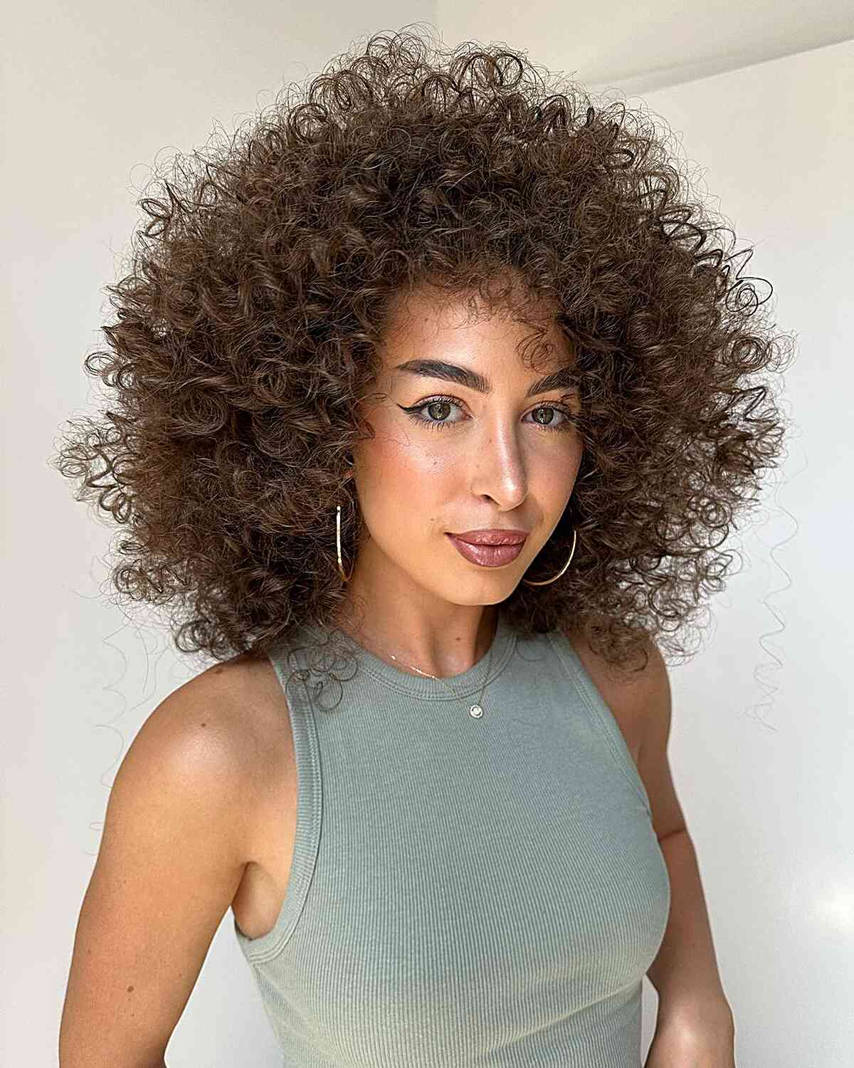 Classic Curly Afro Disco Look for Shoulder-Length Hair