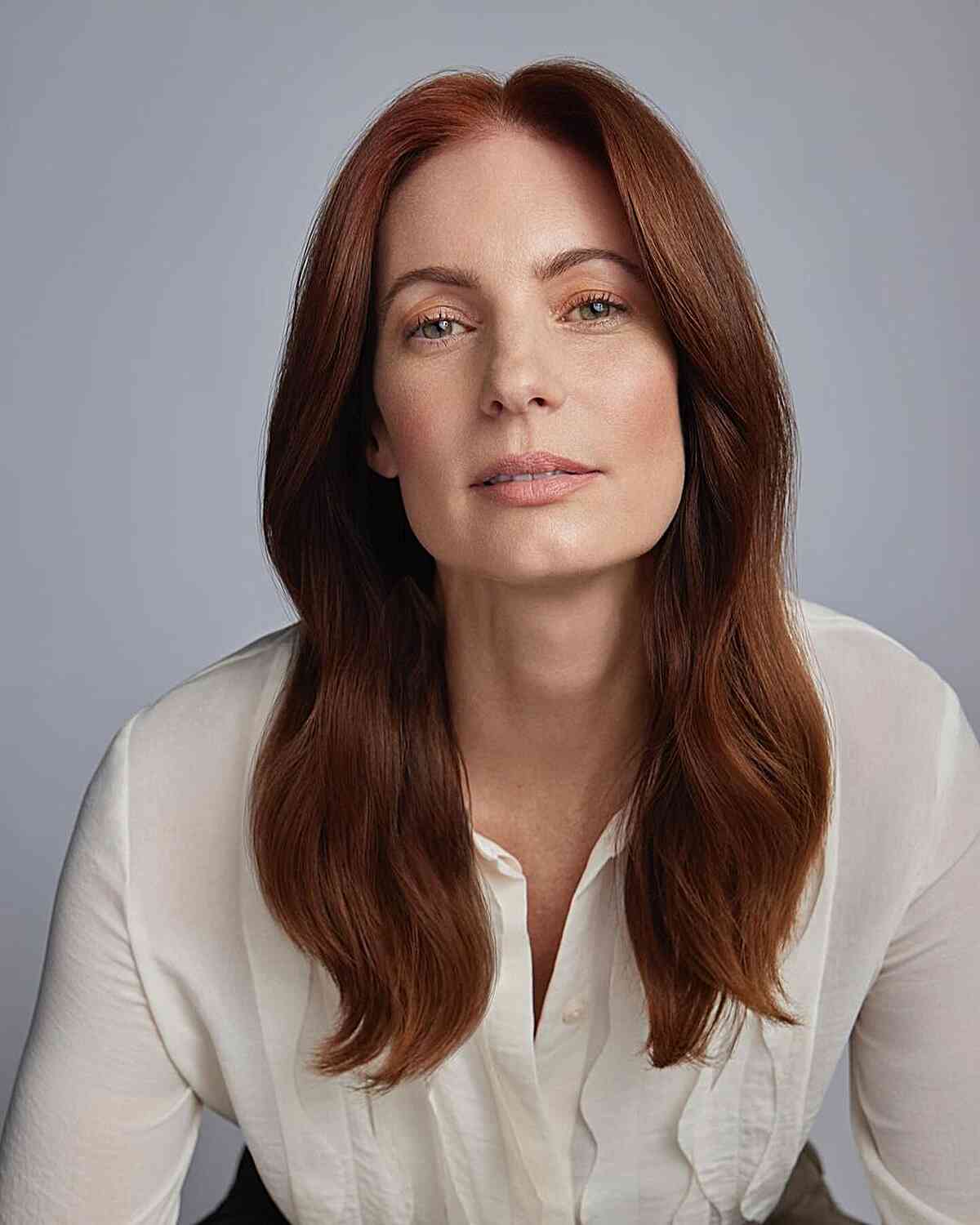 Sleek and Mid-Length for Square Faces