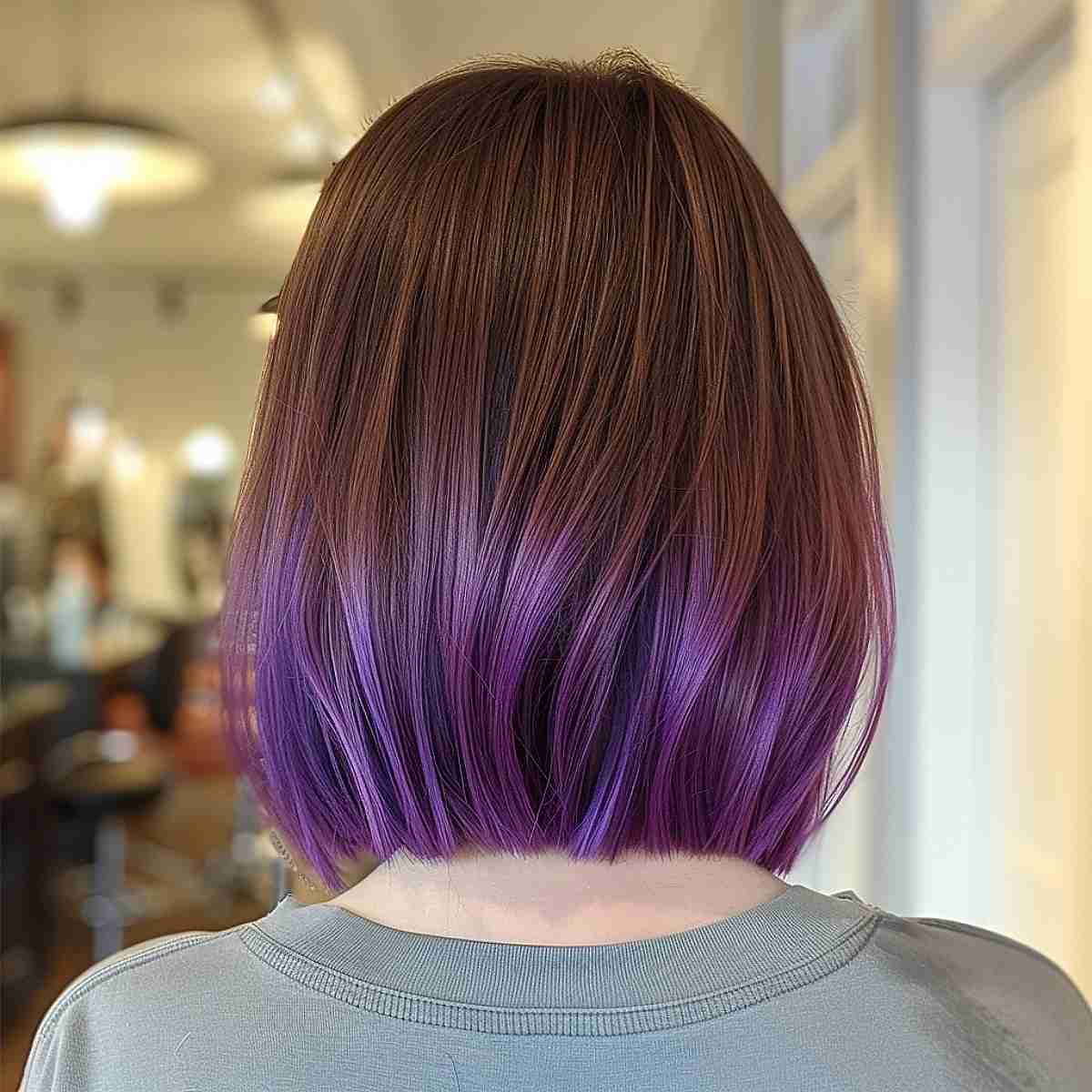 Dark auburn to vibrant plum ombre