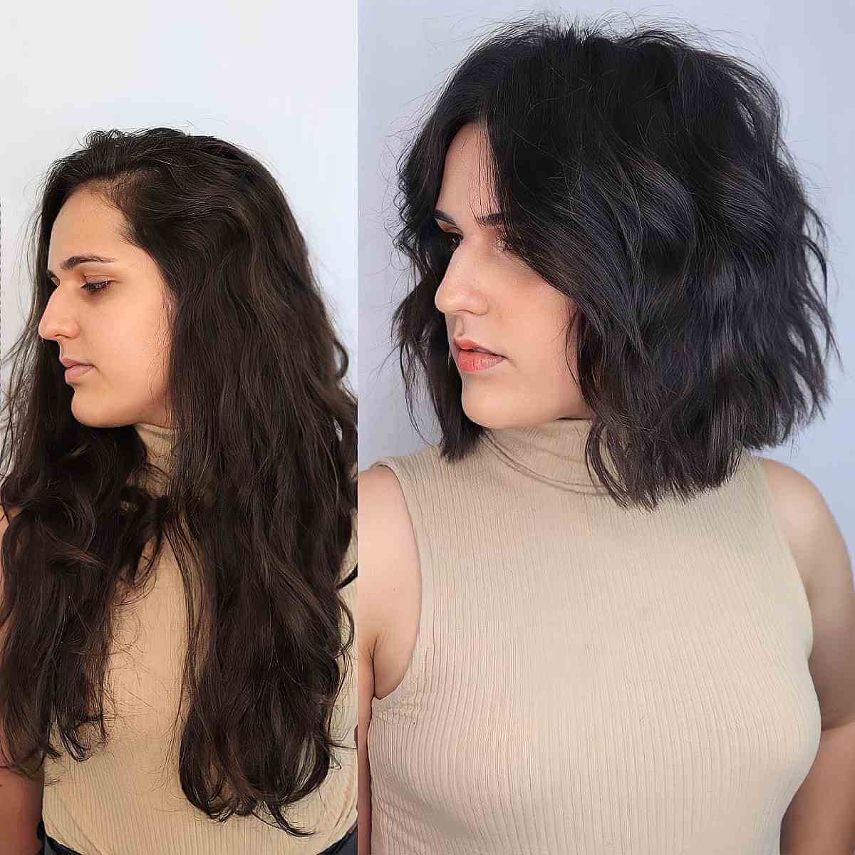 Chic Dark Brunette Bob with Soft Waves