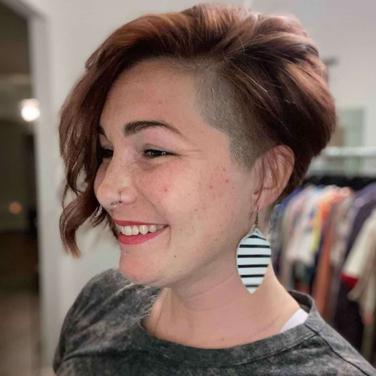 A chic disconnected long pixie cut for short thick hair