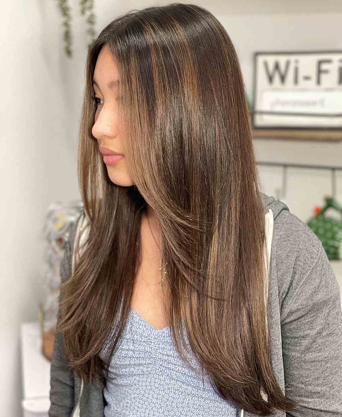 Stylish Golden Brown Highlights and Partial Balayage