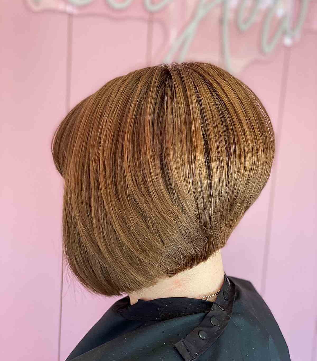 Short Graduated Bob with a Honey Auburn Hue