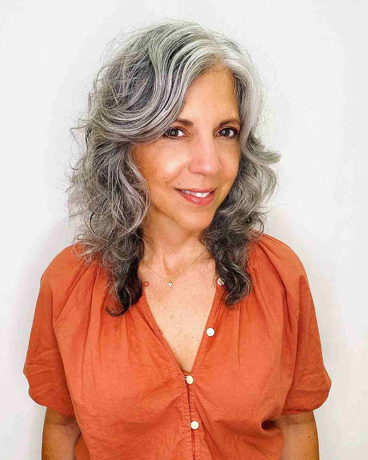 Stylish Grey Razor-Cut Shag for Mature Women