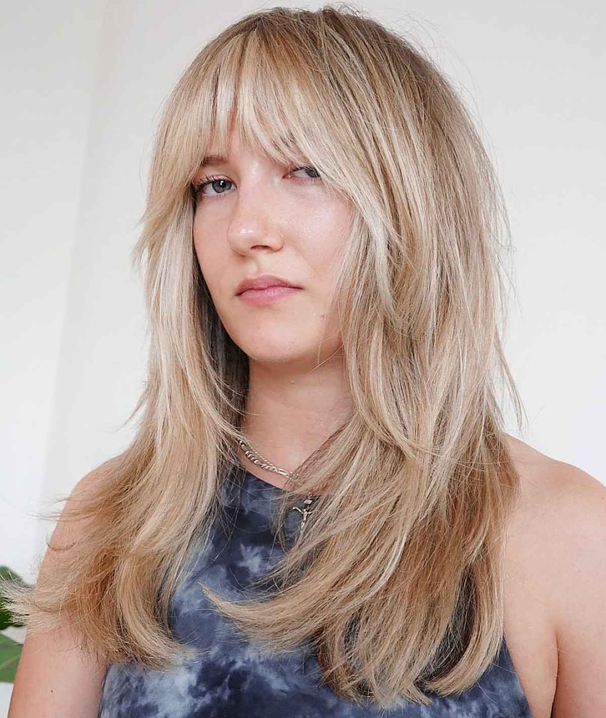 chic shag cut for round face shapes