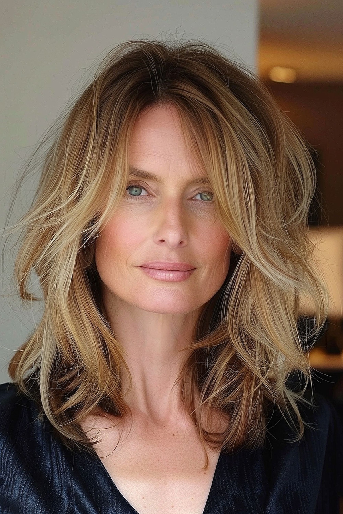 A medium layered haircut for women over 40