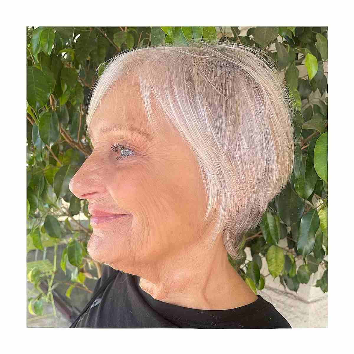 Stylish Inverted Bixie Haircut for Women Over 60 with Thinning Hair