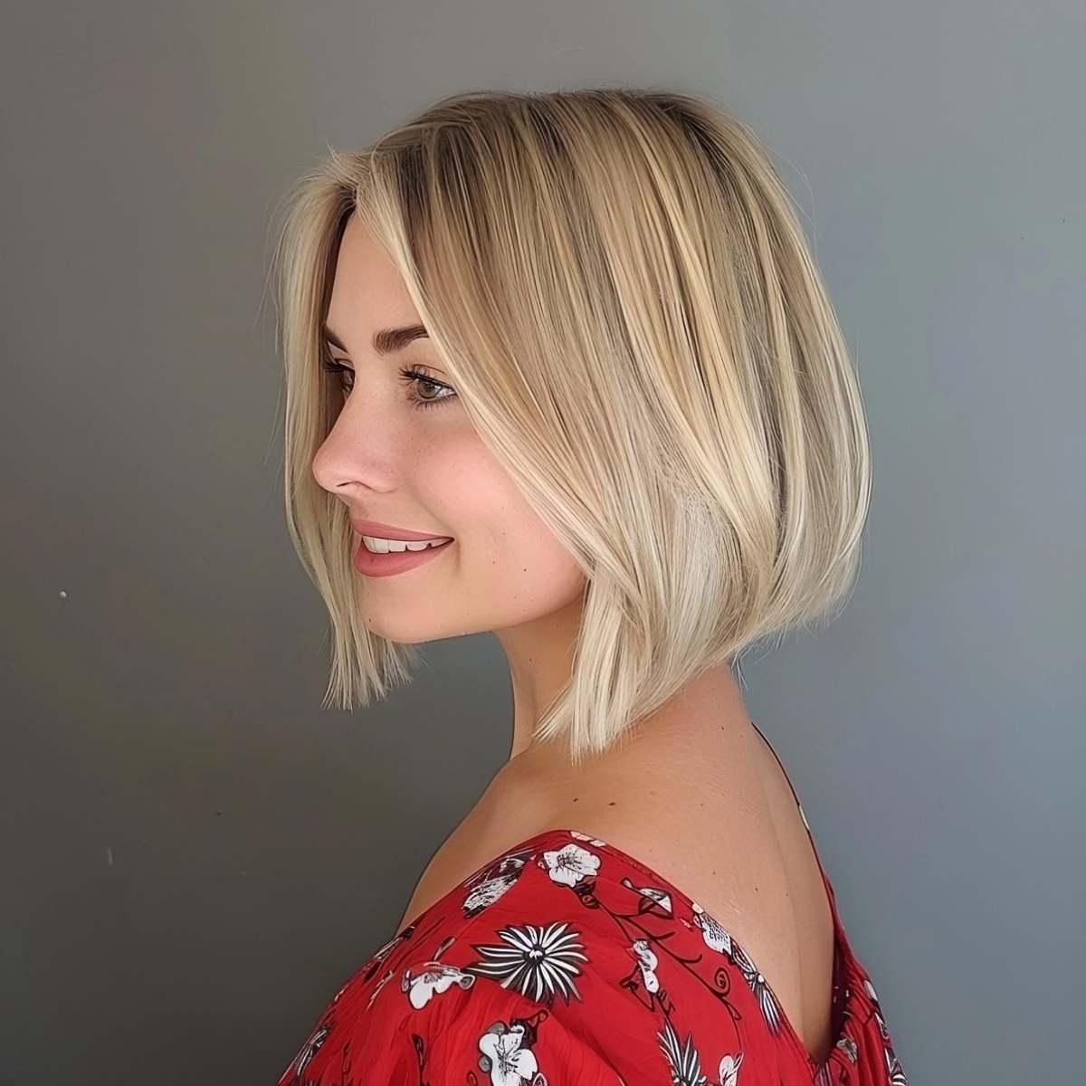 Charming Short Inverted Bob Haircut with Highlights