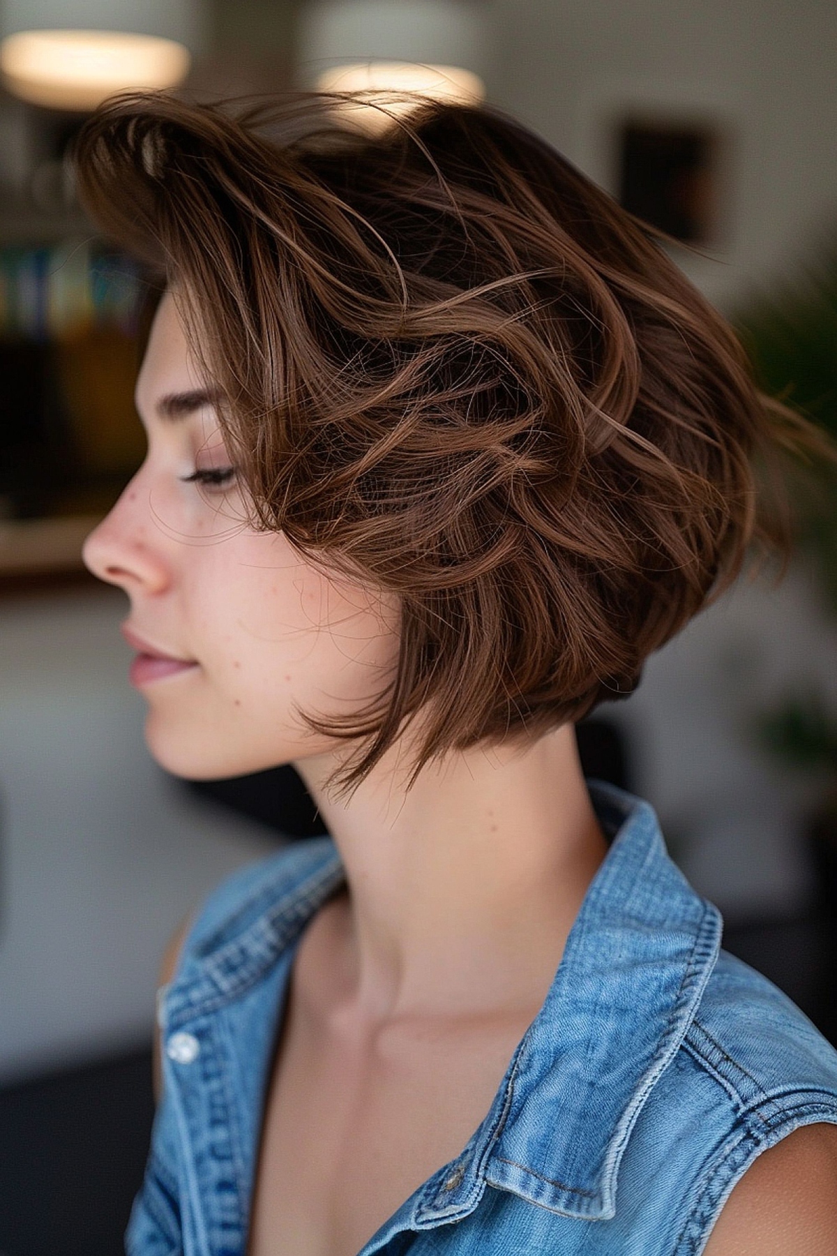 stylish inverted shaggy bob cut