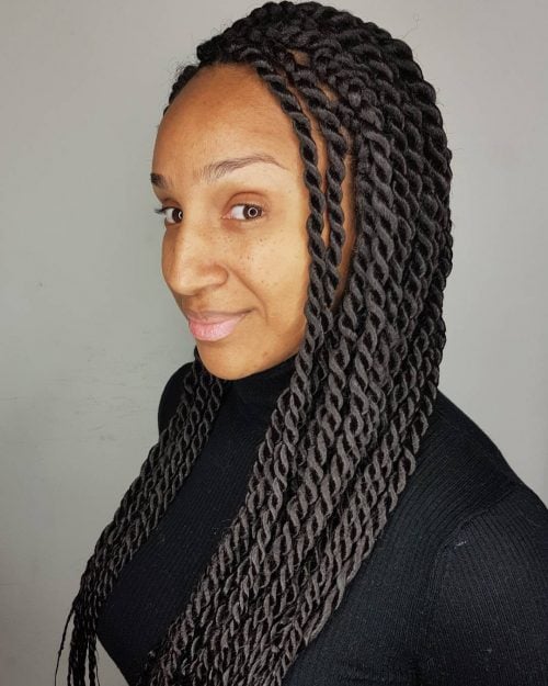 Stylish jumbo Senegalese twist braids