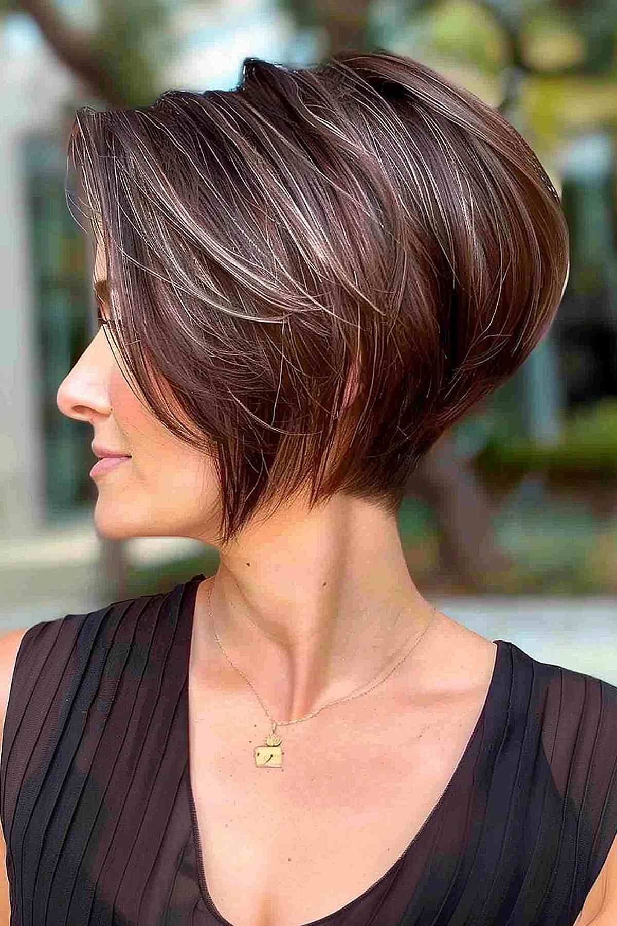 Stylish Long Inverted Pixie Bob Haircut