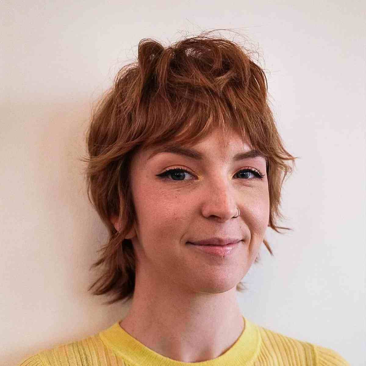 Trendy Long Mixie Shag Cut with Crown Layers for Short Hair