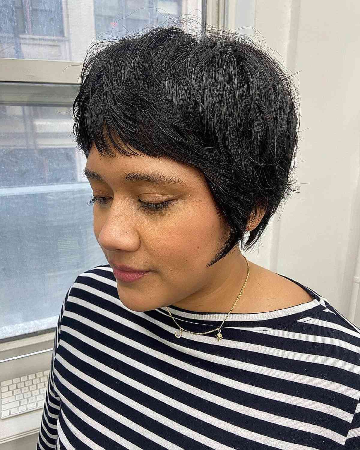 Stylish Long Shaggy Bixie Cut for Oval Face Shapes