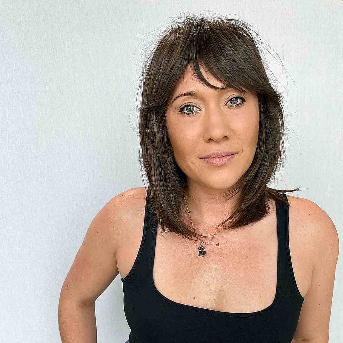 Long Shaggy Bob with Bangs for Straight Thin Hair