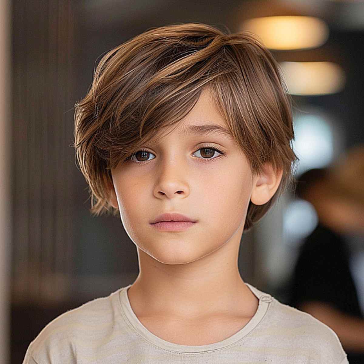 Stylish long side swept hairstyle for boys