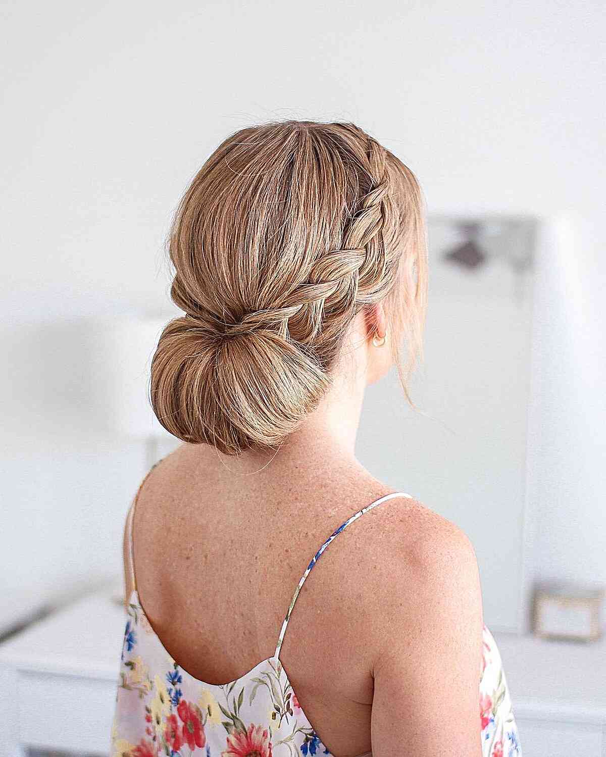 Different Stylish Low Chignon with Braid with Face Frame