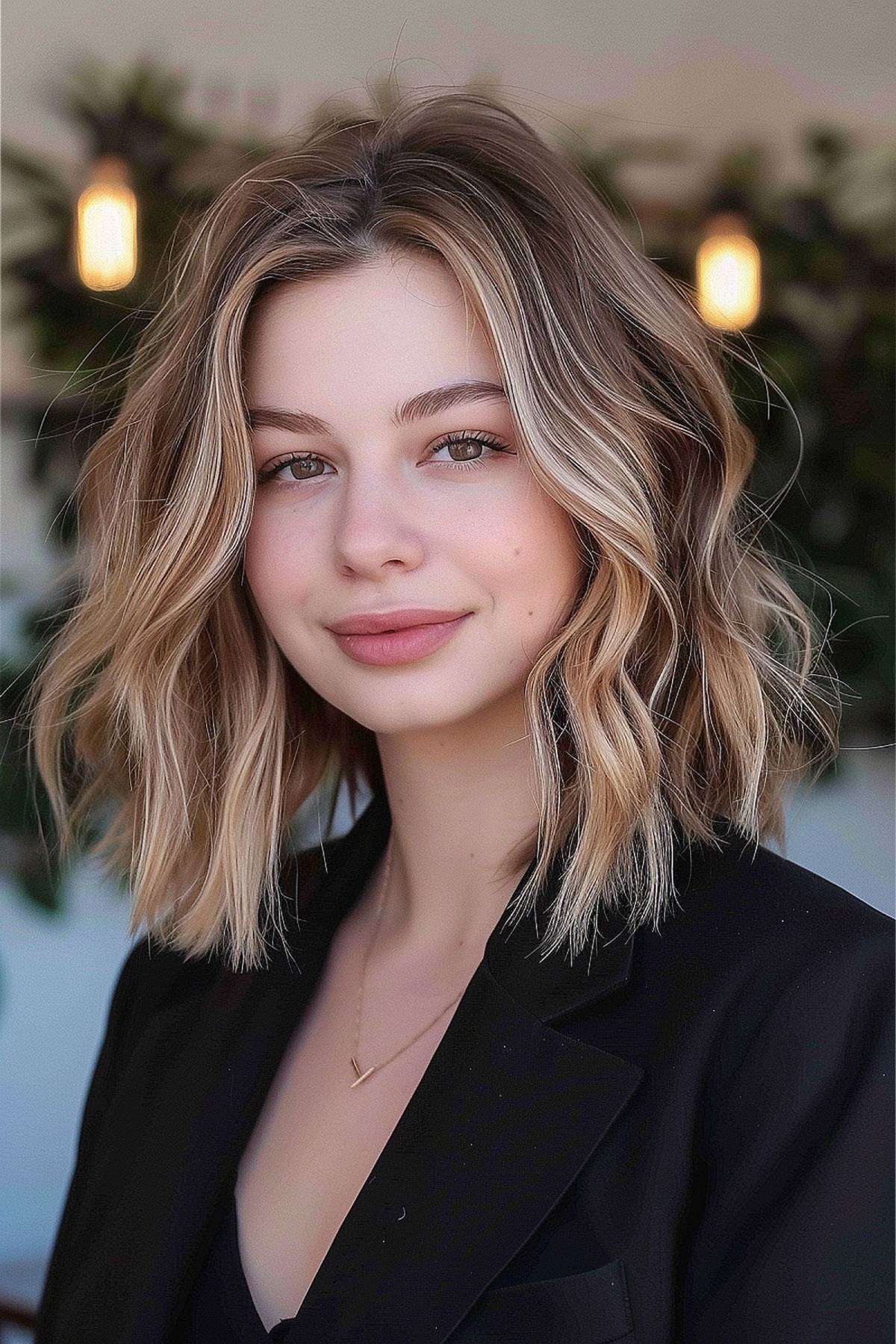 Stylish Medium Shaggy A-line Bob with Layers