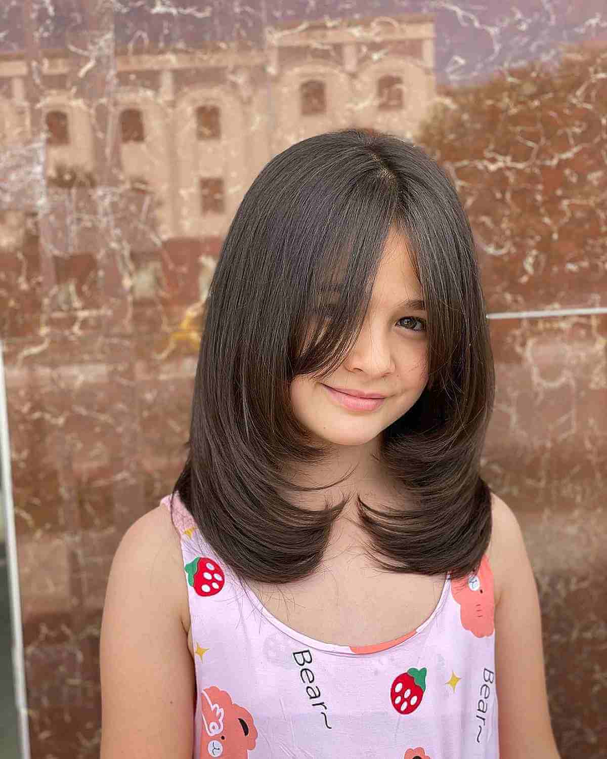 Elegant Medium Face-Framing Layers for Little Girls