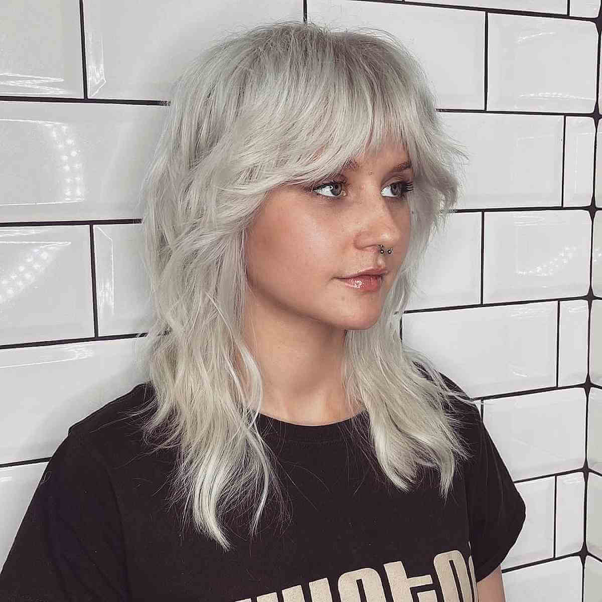 Stylish Medium-Length Wolf Cut with Curtain Bangs