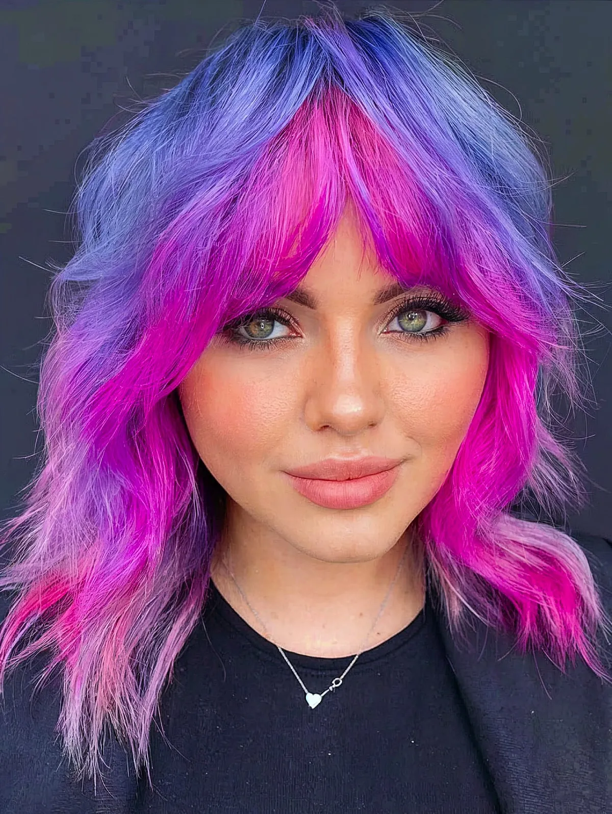 Winter Medium Shag with Vibrant Purple and Fiery Pink Hues