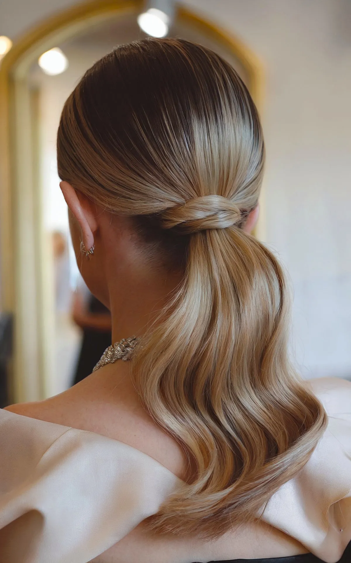 Chic Mid-Length Overlap Low Pony for Prom