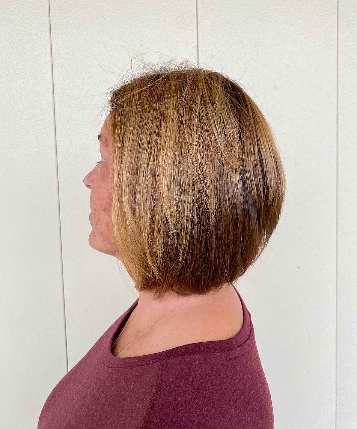 Stylish Mid-Length Stacked Bob for Women Over Sixty
