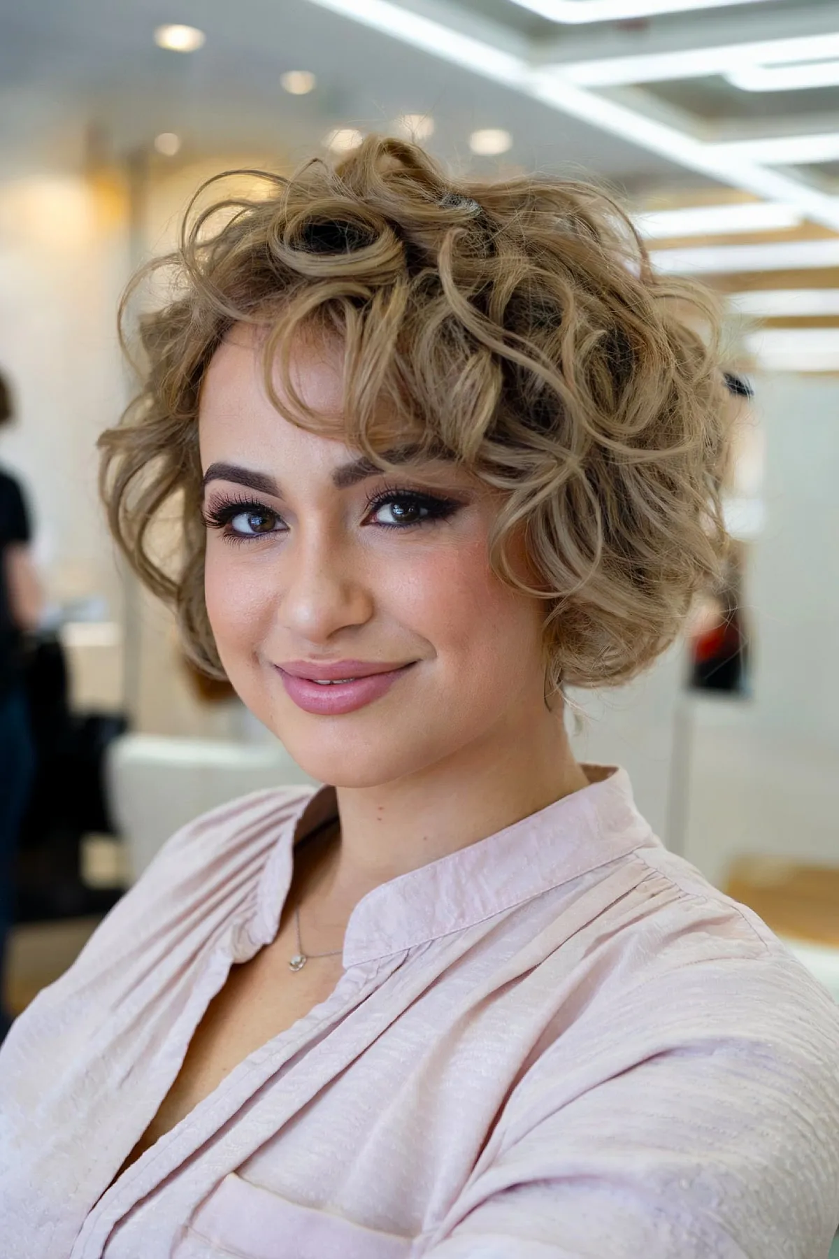 Stylish Pixie Bob with Luscious Waves and Bangs for Fuller Face Shapes